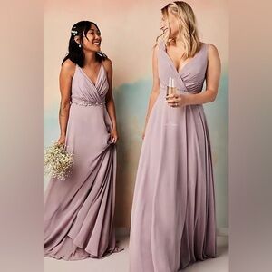 David’s Bridal Spaghetti Strap Full Skirt Petal Bridesmaids Dress Size 10